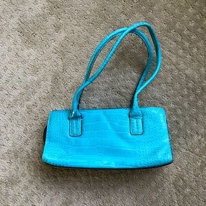 Tommy Hilfiger turquoise faux crocodile clutch purse